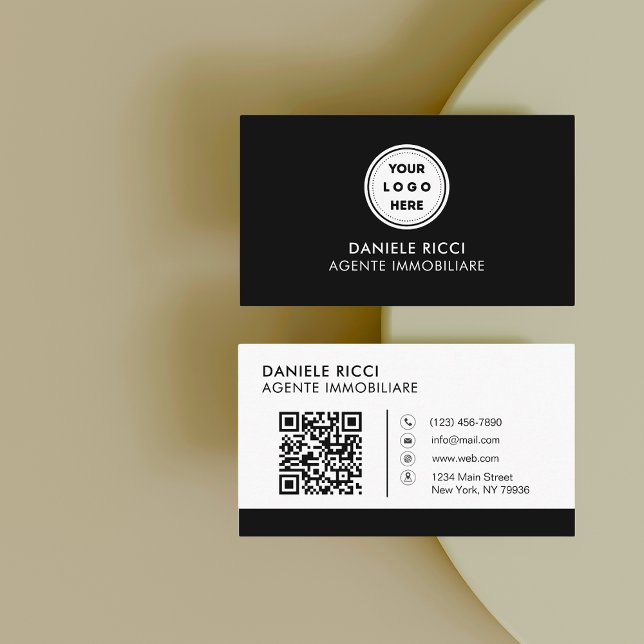 QR Code Business Logo | Black Modern Professional Card (Creator Uploaded)