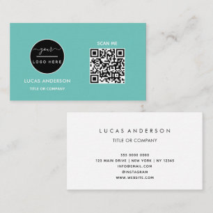 QR Code Business Logo Black Modern Professional Card