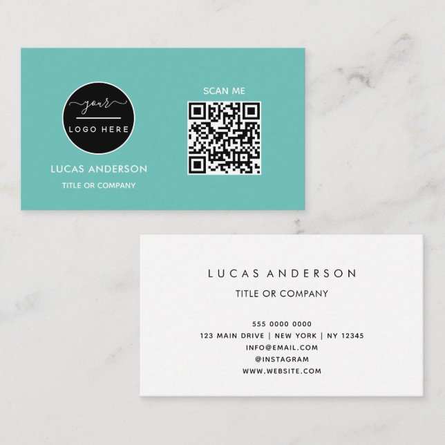 QR Code Business Logo | Black Modern Professional  Card (Front/Back)