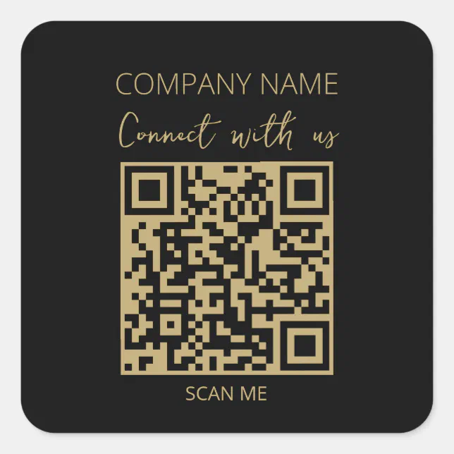 QR Code Business Logo Black Modern Square Sticker | Zazzle