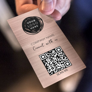 QR Code Business Logo Blush Pink Card