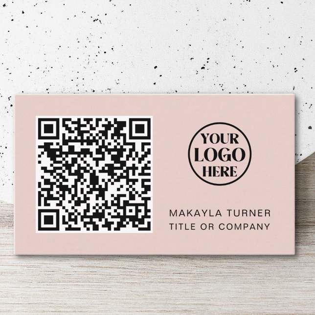 QR Code Business Logo Blush Pink Professional Business Card (Creator Uploaded)