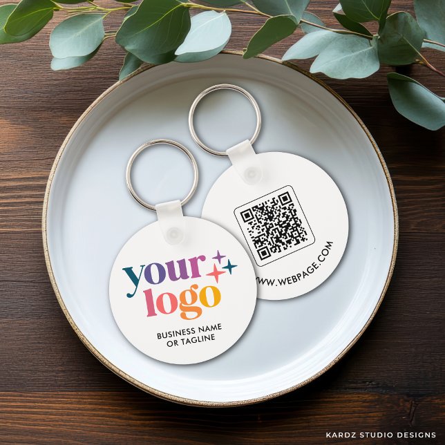 QR Code Business Logo Branded Keychain (Creator Uploaded)