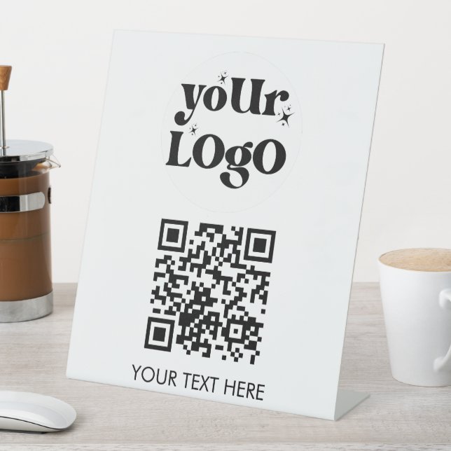 QR Code Business Logo Branded Scan Me Pedestal Sign (In SItu)