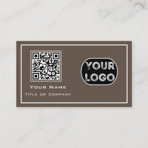 QR Code Business Logo Brown Minimalist Card