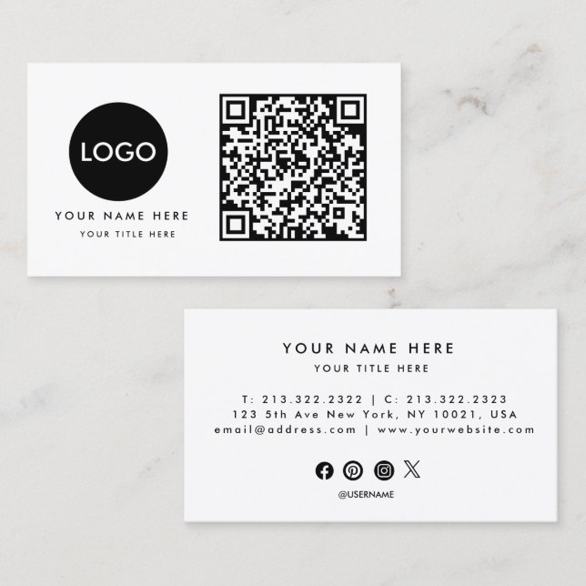 QR Code Business Logo   Card (Front/Back)