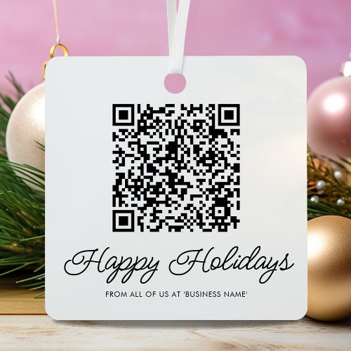 QR Code Business Logo Christmas Metal Ornament