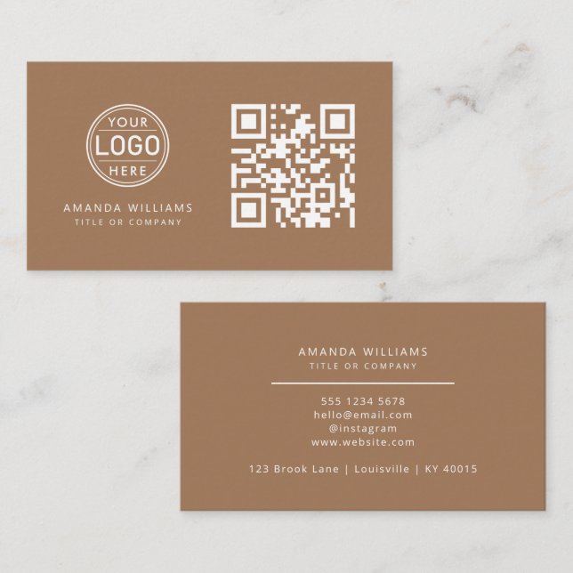 QR Code Business Logo |Coffee Modern Professional  Card (Front/Back)