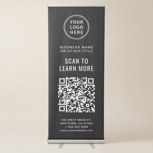 QR Code Business Logo Custom Black Retractable Banner