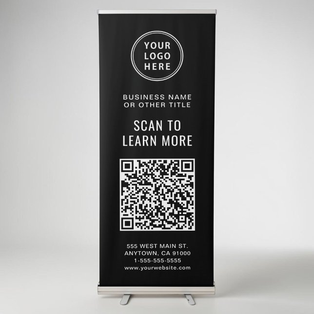 QR Code Business Logo Custom Black Retractable Banner (QR Code Business Logo Custom Black Retractable Banner)