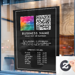 QR Code Business Logo Custom Large Opening Hours Window Cling