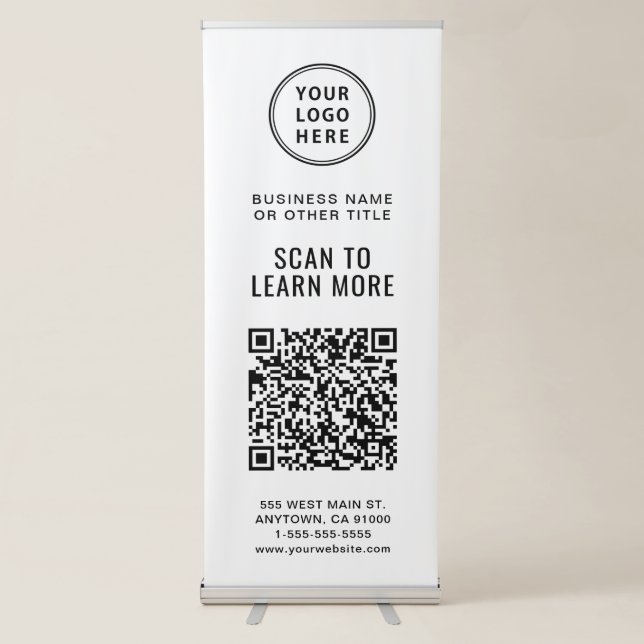 QR Code Business Logo Custom Retractable Banner (Front)