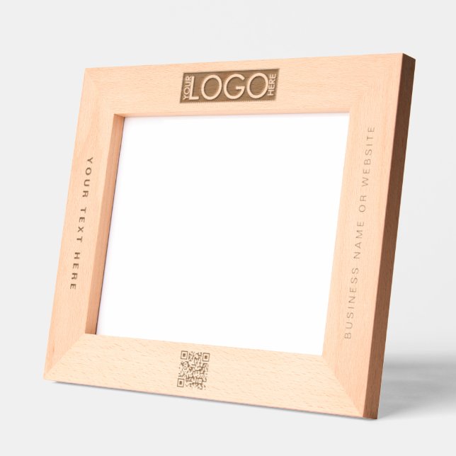 QR Code Business Logo Etched Minimalist Business  Engraved Frames (Left)