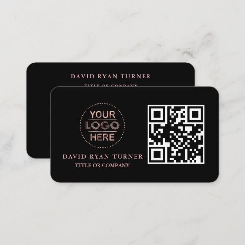 QR Code Business Logo Gold Black Professional   Business Card