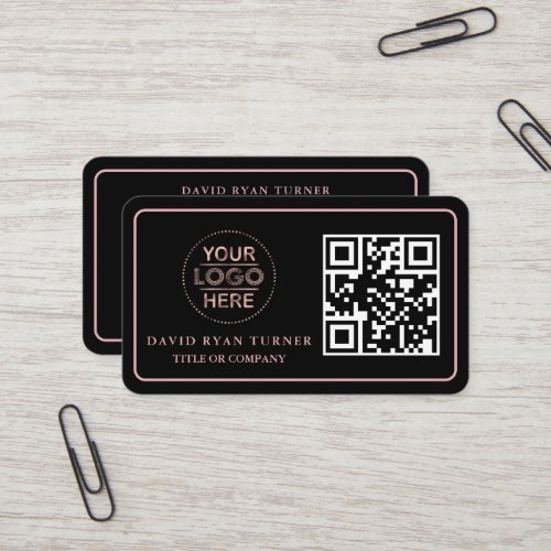 QR Code Business Logo Gold Black Professional    Business Card