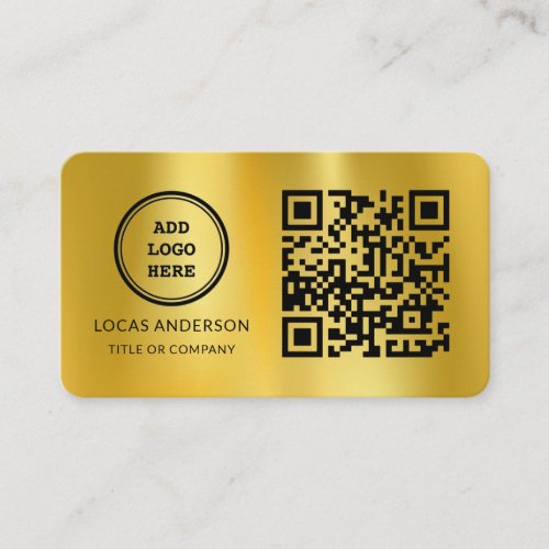 QR Code Business Logo  Gold Modern Professional  Business Card