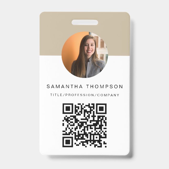 QR Code Business Logo ID Card Business Employee Badge (Front)