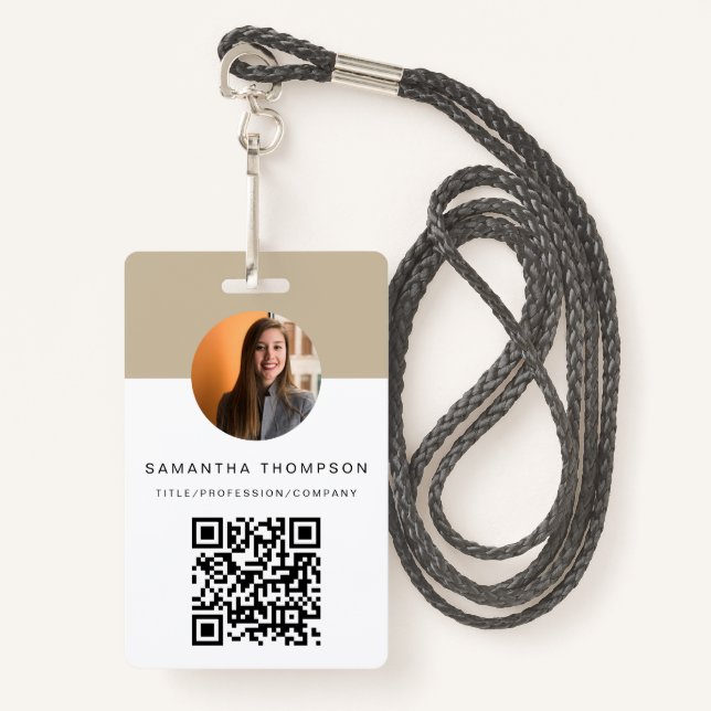 QR Code Business Logo ID Card Business Employee Badge (Front with Lanyard)