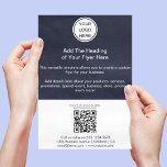 QR Code & Business Logo l Navy Blue Marketing  Flyer<br><div class="desc">This flyer is designed to be simple,  yet effective. It includes a company logo,  QR Code ,  a brief description of the business,  and contact information. It is an effective way to promote a business.</div>