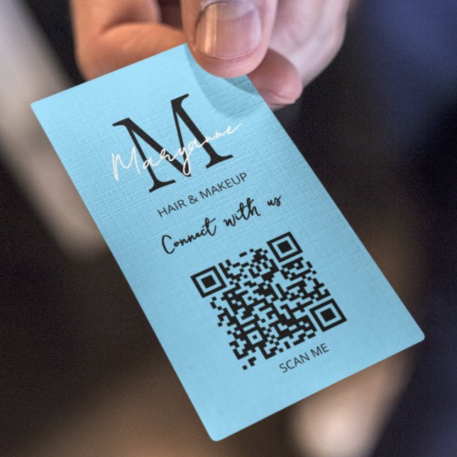 QR Code Business Logo Light Blue Card (Creator Uploaded)