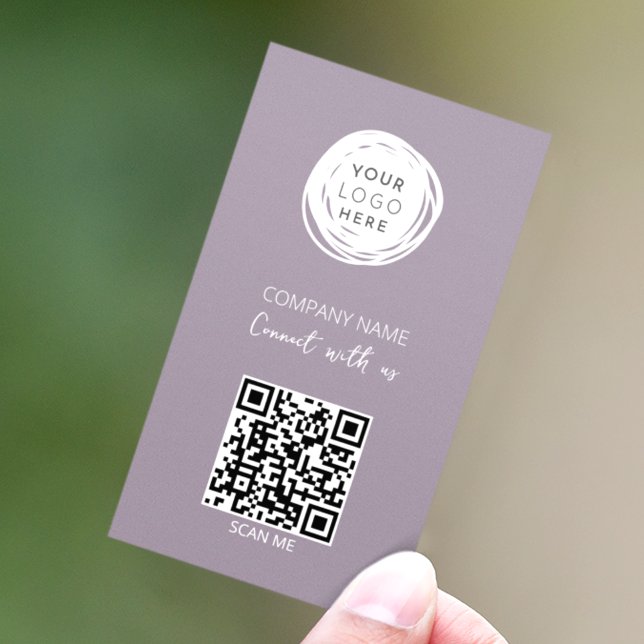 QR Code Business Logo Lilac Modern Business Card (Creator Uploaded)