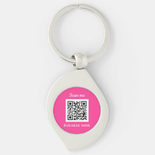 QR Code Business Logo Magenta Hot Pink Girly Keychain