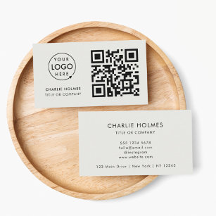 QR Code Business Logo   Minimal Gray Professional Business Card