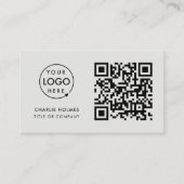 QR Code Business Logo | Minimal Gray Professional Business Card (Front)