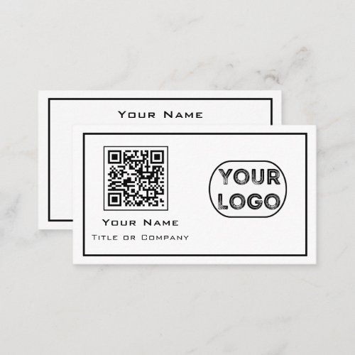 QR Code Business Logo Minimalist White Business Card
