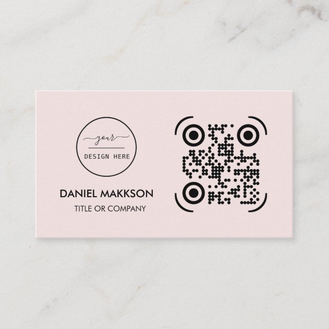 QR Code Business Logo | Modern Blush Pink Business Business Card (Front)