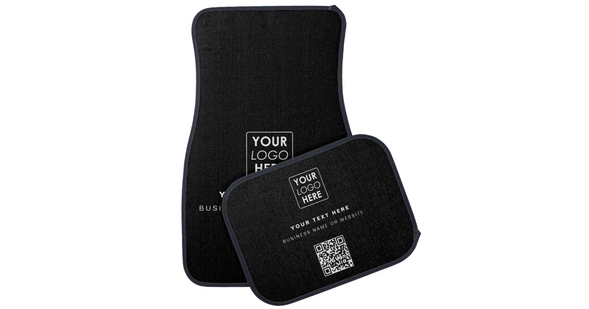QR Code Business Logo Modern Business Black Car Floor Mat | Zazzle
