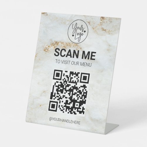 QR Code Business Logo Modern Contactless Menu Pedestal Sign