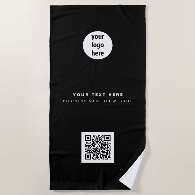QR Code Business Logo Modern Minimalist  Beach Towel (Front)