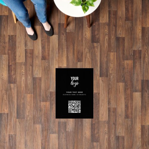 QR Code Business Logo Modern Minimalist Black  Floor Decals