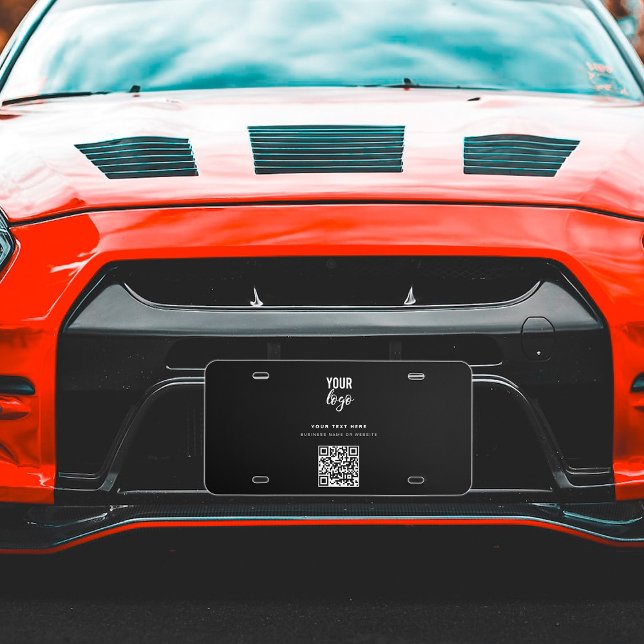 QR Code Business Logo Modern Minimalist Black License Plate (Creator Uploaded)