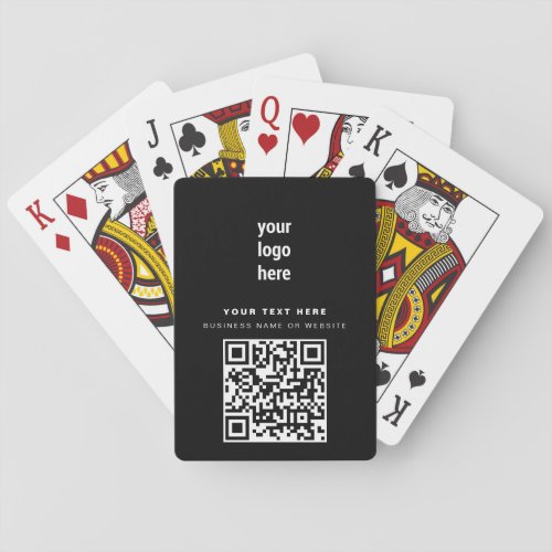 QR Code Business Logo Modern Minimalist Black Playing Cards