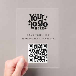 QR Code Business Logo Modern Minimalist Branded Acrylic Invitations