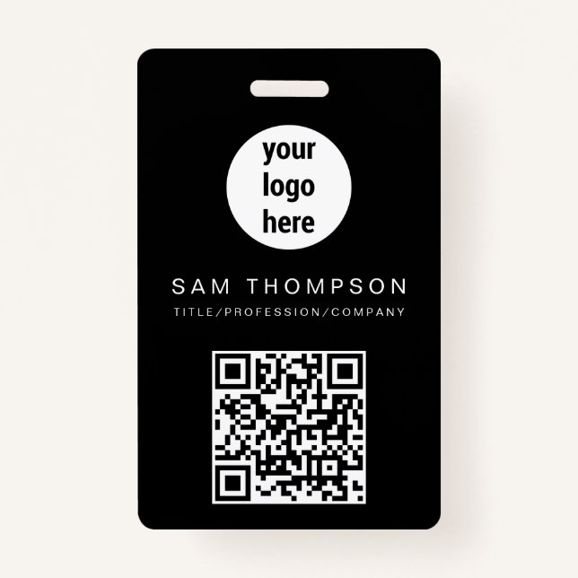 QR Code Business Logo Modern Minimalist  Business  Badge (Front)