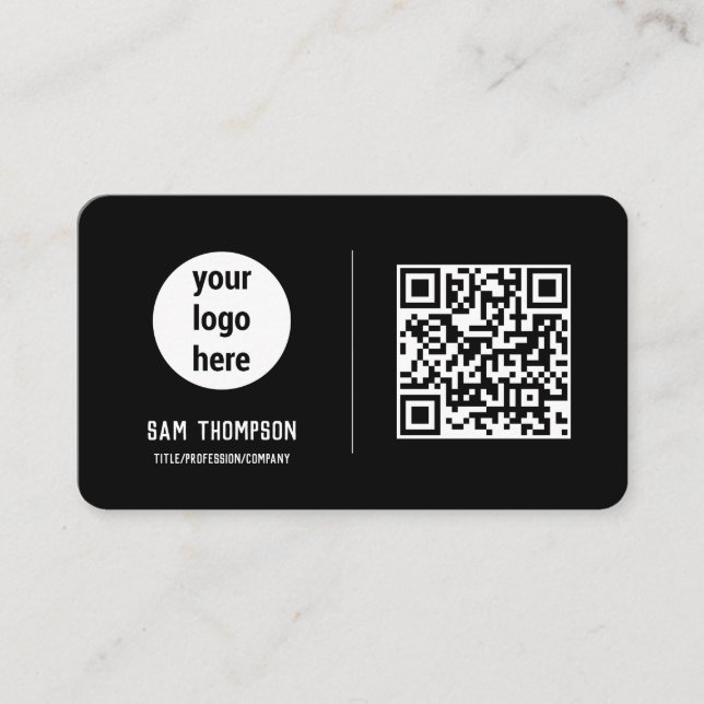 QR Code Business Logo Modern Minimalist  Business Card (Front)