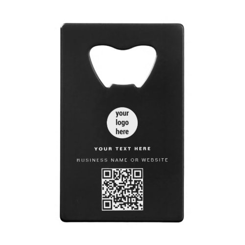 QR Code Business Logo Modern Minimalist Business  Credit Card Bottle Opener