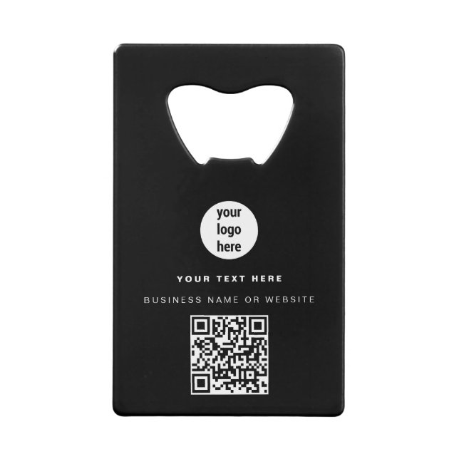 QR Code Business Logo Modern Minimalist Business  Credit Card Bottle Opener (Front)