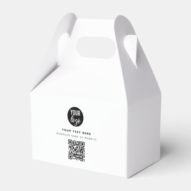 QR Code Business Logo Modern Minimalist Business  Favor Boxes (Front Side)