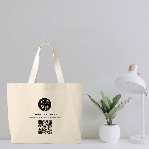 QR Code Business Logo Modern Minimalist Business  Large Tote Bag