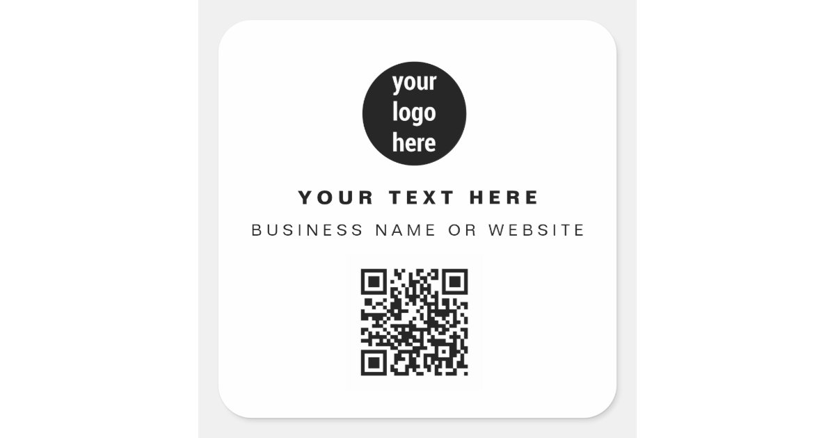 QR Code Business Logo Modern Minimalist Business Square Sticker | Zazzle