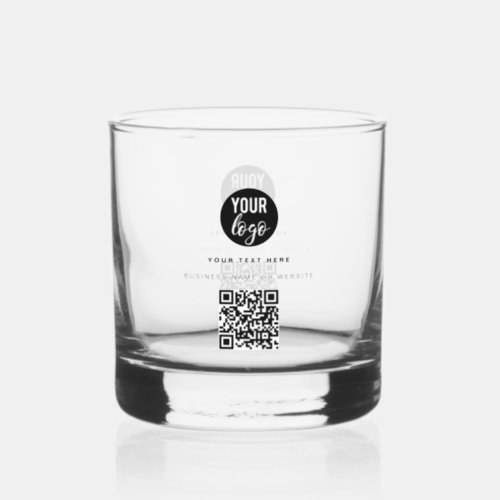 QR Code Business Logo Modern Minimalist Business  Whiskey Glass