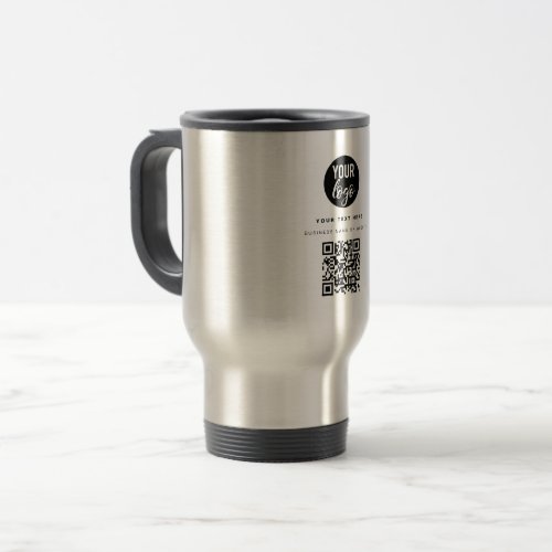 QR Code Business Logo Modern Minimalist Corporate Travel Mug