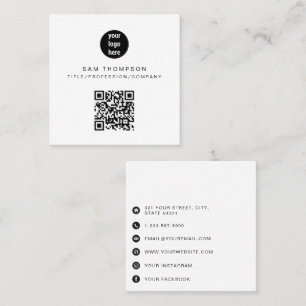 QR Code Business Logo Modern Minimalist  Square Business Card