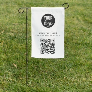 QR Code Business Logo Modern Minimalist White Garden Flag