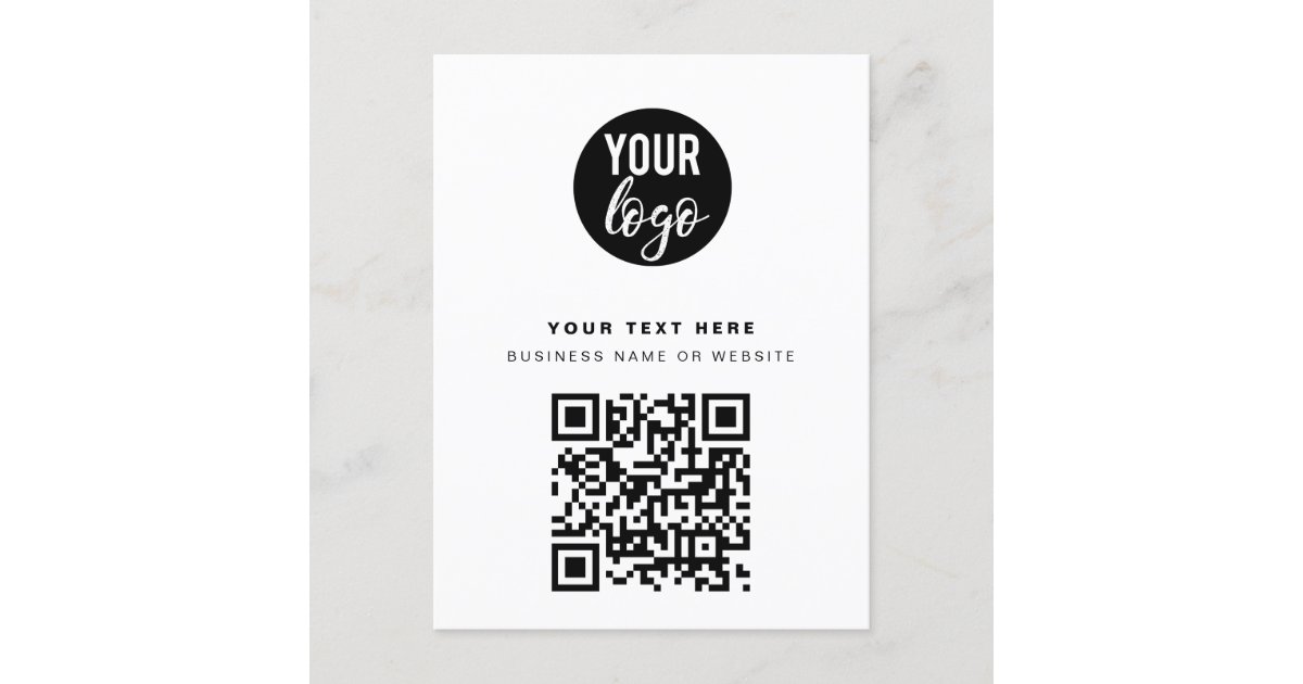 QR Code Business Logo Modern Minimalist White Holiday Postcard | Zazzle