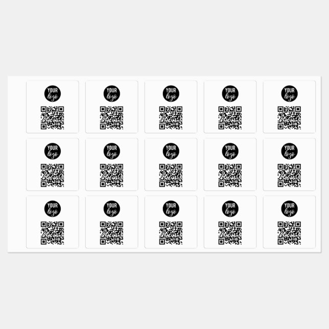 QR Code Business Logo Modern Minimalist White Labels (Sheet)